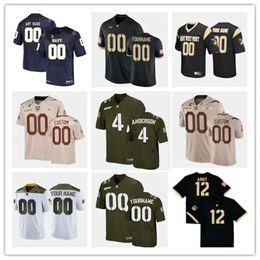 2024 NCAA Custom Army Black Knights Football Jersey 20 Marquel Broughton 34 Andre Carter II 14 Michael Roberts 23 Anthony Adkins 67 Dean H High igh