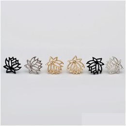 Stud Lotus Earrings Brincos Pierced Lady Simple For Women Gift Oorbellen Stud Earring Drop Delivery Jewellery Earrings Dhgkw