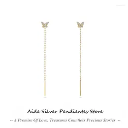 Stud Earrings AIDE 925 Sterling Silver Dangle Earring Cute Butterfly Crystal Chain Tassel For Women Party Birthday Gift Pendientes