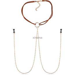 Other Jewellery Sets Nipple Rings Fake Nipplerings Body Chain with Velvet Choker Necklace Nipple Barbells Clamps Loops Breast Piercing Jewellery YQ240204