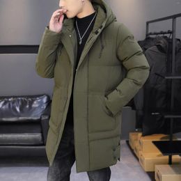 Men's Jackets Winter Coat Fashion Youth Simple Cotton Clothing Trendy Korean Version Medium Length Thickened Coats Homme Streetwear