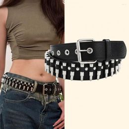 Belts Adjustable Body Belt Rivet Decor Unisex Punk Style Wide Faux Leather Waistband For Jeans Pants Decoration Retro