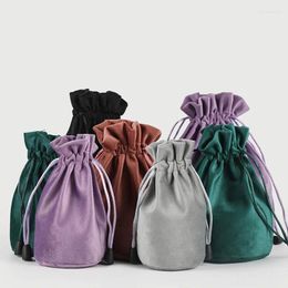 Shopping Bags 20pcs/lot 9x14.5cm Black/Purple/Brown/Grey/Green High Quality Round Bottom Soft Drawstring Bag Silk Velvet Jewellery Gift Pouch