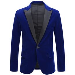 Mens Fashion Trend Velvet Groom Tuxedo Slim Fit Wedding Party Dress Business Casual Suit Jacket Banquet Single Blazers Coat 240124