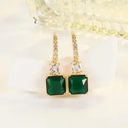 Dangle Earrings DIWENFU 18K Gold Emerald Earring Females Aros Mujer Oreja Yellow Origin Gemstone Jewelry Orecchini For Women