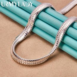 Chains URMYLADY 925 Sterling Silver 8mm Flat Snake Chain Necklace For Women Men Wedding Party Fashion Charm Fine Jewelry