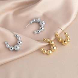 Hoop Earrings Polished Gold/Silver Plated Hoops For Women Small Beads Circle Fashion Simple Jewellery Pendientes Mujer Ersa164