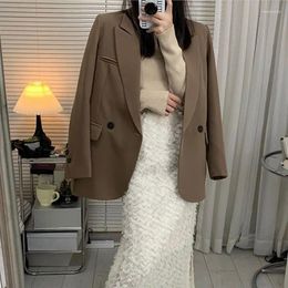 Women's Suits UNXX High-End Design Coffee Brown Suit Jacket For Women 2024 Spring And Autumn Korean Version Loose Slim Small Size