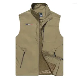 Men's Vests Spring Summer Mesh Vest Many Pockets Men Outdoors Thin Multi Pocket Classic Waistcoat Male Pographer Sleeveless Jacket 6XL