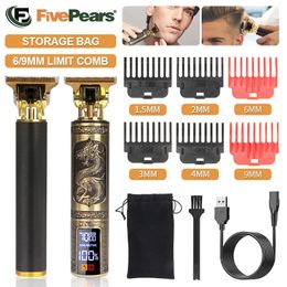 FivePears Professional Haircut Machine 0 mmT9 Hair clipper/Vintage Beard TrimmerTrimmer For Men/BarbercordlessShaving Machine 240119