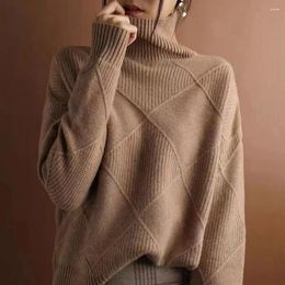 Women's Sweaters Elegant Turtleneck Cashmere Sweater Female Fashion Rib Long Sleeve Loose Pullover 2024 Autumn Winter Lady Knit Jumpers