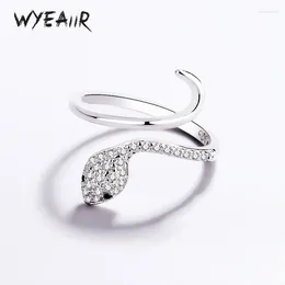 Cluster Rings WYEAIIR 925 Sterling Silver Ins Antique Zircon Shining Snake Cool Resizable Opening Ring For Women Luxury Jewellery