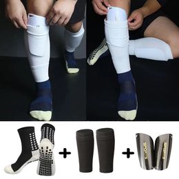 A Set Football Shin Guards With Pocket Practical Leg Sleeves Adult Support Anti-Slip Sock Compression Calf Protector Soccer Gear 240124