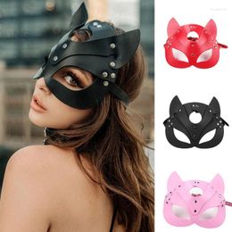 Party Supplies Women Sexy Exotic Female Leather Mask Half Face Fox Cosplay Halloween Ball Punk SM Adult Game Carnival Night Club