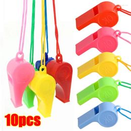 Party Favour 10/1pcs Mini Plastic Whistle With Rope Kids Football Soccer Rugby Cheerleading Children Toys Birthday Supplies