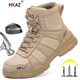 HKAZ Men Shoes Women Boots Work Boots Antismashing Steel Toe Cap Breathable Hiking Indestructible Safety Shoes Work Shoes F211 240126