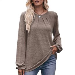 2023 Spring Fashion Casual Europe and America Womens Clothing Solid Colour Round Neck Butterfly Sleeve Commute Elegant Tshirt 240201