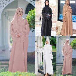 Ethnic Clothing Eid Muslim Abaya Women Hijab Dress Prayer Garment Embroidery Khimar Full Cover Ramadan Gown Abayas Malay Indonesian