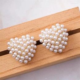 Stud Earrings Korean Romantic Heart Pearls Simple For Women Designer Fashion Jewellery Gifts