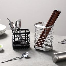 Kitchen Stainless Steel Rectangular Hanging Utensil Drying Rack Home Chopsticks Spoons Drainer Basket Flatware Storage Drainer 240122