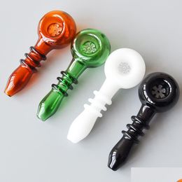 Smoking Pipes Glass Pipe 4.0Inches Smoke Accessory For Dab Rig Oil Bongs Burner Drop Delivery Home Garden Household Sundries Accessori Otej1