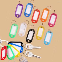 Keychains 10Pcs Multicolor Tags Labels Key Chains Baggage Luggage Name Token Keyrings El Number Classification Card Split Ring Keychain