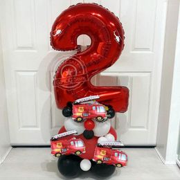 Party Decoration 1Set Vehicle Balloons Mini Cars Foil Balloon Fire Truck Train Theme Birthday Decorations Kids Baby Shower Air Globos