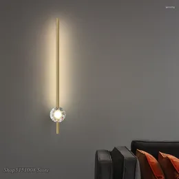 Wall Lamp Modern Led Lamps Luxury Copper Crystal Light For Nordic Living Room Bedroom Loft Bathroom Mirror Decor Fixtures