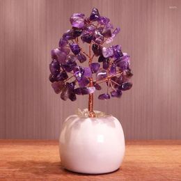 Decorative Flowers MCJ Natural Amethyst Aventurine Jade Fortune Tree Lucky Crystal Ornaments