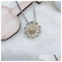 Pendant Necklaces Daisy Necklace Pendant Fashion Wedding Jewellery Lovely Imitation 925 Sterling Sier Plated Necklaces Vibrant Sun Flowe Dhzkn