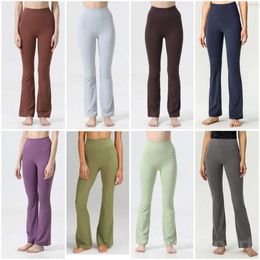 Lu Align Lu Women Fitness Bell Bottoms Pant Bodybuilding Yogas Pants Lady High Waist Elastic Wide Leg Outfit Jogging Loose Fitting Trous 6 High s