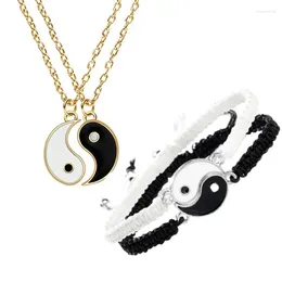 Pendant Necklaces Tai Chi Bagua Necklace Bracelet For Couple Adjustable Alloy Braid Chain Choker Bangle Lover Jewelry Accessory