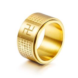 Band Rings Chinese Style Titanium Steel Goddess Mantra Rings Buddhist Transit Ring Rotary Amet Fashion Jewellery For Men Drop Delivery Dhx5E