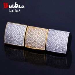 Bubble Letter Iced Out Ring for Men Real Gold Plated Bling Fashion Rapper Hip Hop Jewellery 240202