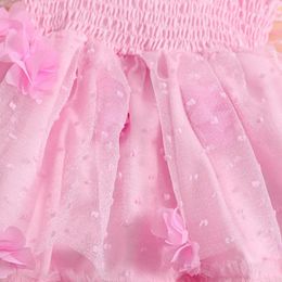 Girl Dresses Born Infant Baby Girls Sleeveless Straps Tube Top Floral Butterfly Tutu Ruffled Princess Mesh Dress Romper