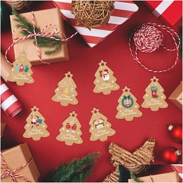 Christmas Decorations 48Pcs Merry Christmas Kraft Paper Hang Tags Tree Hanging Label New Year Decorations Greeting Cards Pack Drop Del Dh9Ca