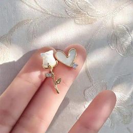 Stud Earrings Luxury Charming Asymmetric Flower Studs Tulip Fashionable Jewelry Simple Female Girl