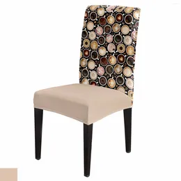 Chair Covers Retro Coffee Beans Cup Cover Set Kitchen Stretch Spandex Seat Slipcover Home Dining Room