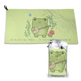 Towel Kawaii Cute Frog Banjo-Cottagecore Aesthetic Quick Dry Gym Sports Bath Portable Cottagecore