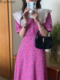 Dresses Fashion Ruffle Floral Summer Dress Women Korean Ladies Chic Dresses Elegant Woman Dress 2023 New