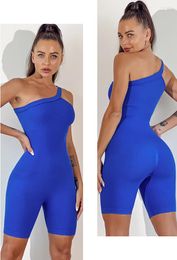 Active Sets Fitness Jumpsuits Women Gym Sport Bodysuit Wear Workout Clothes For Yoga Set Ribbed Jumpsuit Solid Sportswear