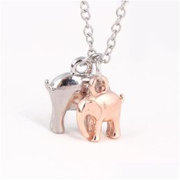 Pendant Necklaces Charm Pendant Necklaces Beautifly Sier Fashion Collares Chocker Necklace Family Jewellery Two Elephant Drop Delivery J Dh1Bz