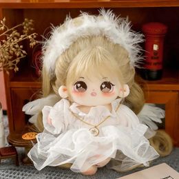 20cm No Attribute Brown Haired KeKe Angel Five Piece Set Kawaii Cotton Doll Animal with Skeleton Doll Collection Gift 240123