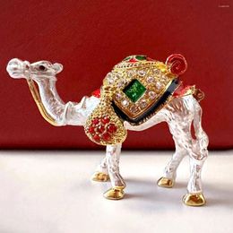 Decorative Figurines Desert Camel Figurine Trinket Boxes Vintage Metal Crystal Jewellery Storage Case Wedding Ring Holder Home Table Decors