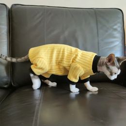 Sphynx Cat Clothes Sweater for Kittens Dogs Winter Autumn Cotton Soft Coat for Devon Rex 4-leg Long Sleeves Sweatshirt for cat 240130