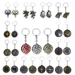 Keychains Movie Series Dragon Keychain Winter Is Coming Wolf Head Pendant Key Chain For Women Men Car Kerying Jewellery