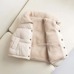 가을 겨울 소년 소녀 슬리빙 후드 조끼 재킷 만화 프린트 코트 아이 따뜻한 조끼 아웃웨어 옷 240130