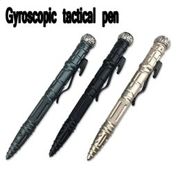 Creative Multifunctional Gyro Tactical Pen with Light Ballpoint Pen Aluminum Alloy Outdoor Survival Defense Brush 240122