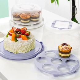 Plates Buckle Cake Box Portable 10 Cupcake Carrier With Lid Handle Transparent Storage Container Stand For Cakes Pies Cupcakes