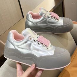 Dress Shoes Sneakers Casual Women Designer Soft Sole Board Fashion Microfiber Leather Upper Height Increased Flat Platform White